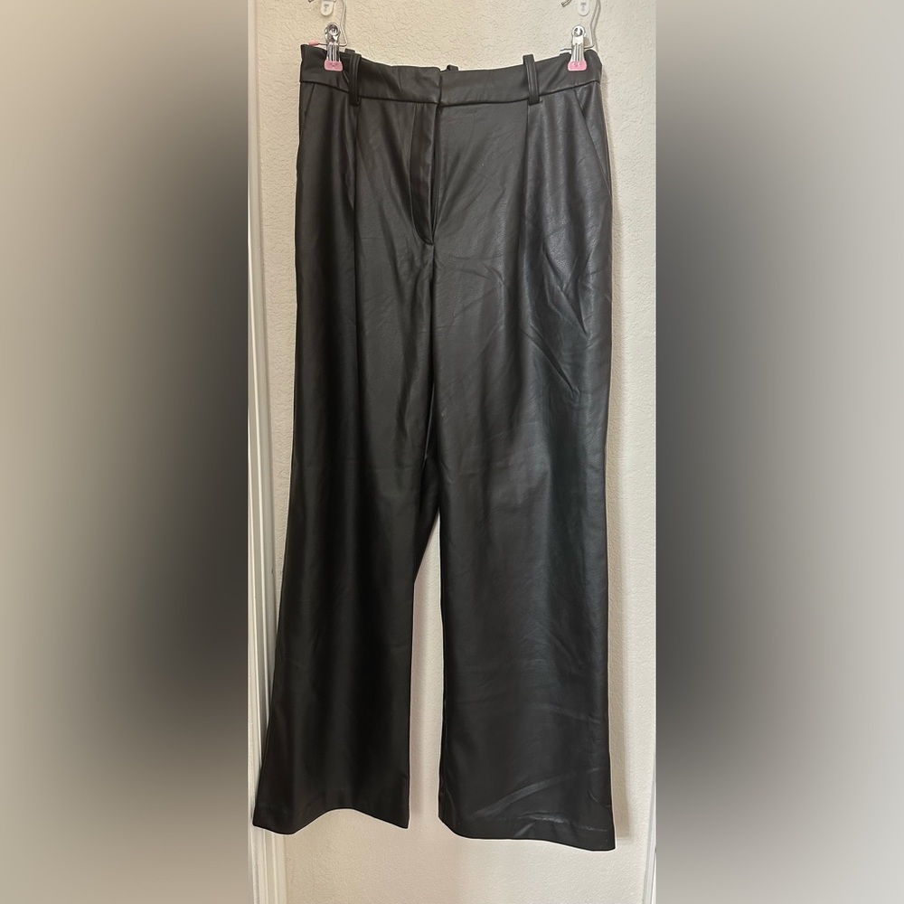 EUC H&M Faux Leather Wide Leg Pants
